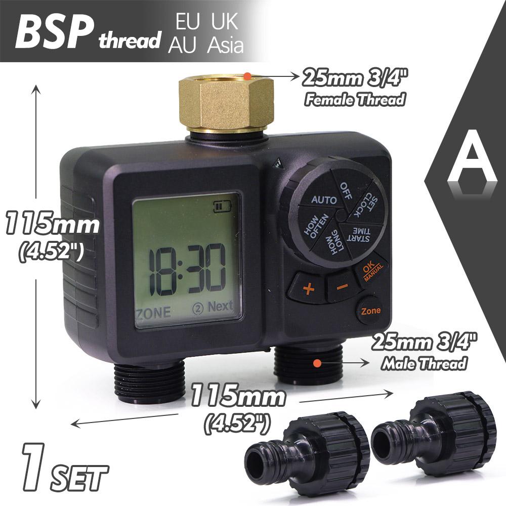 

2-way LCD Gatden Water Timer Built-in Battery 3.7V 2000mAh Programmable Automatic Irrigation Faucet Controller IPX6 Waterproof
