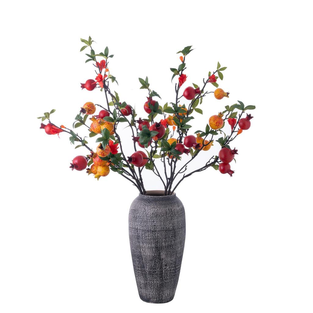Pomegranate 9-Head Artificial Flowers Green Plant for Wedding Décor, INS Style Simulation Flowers Clearance