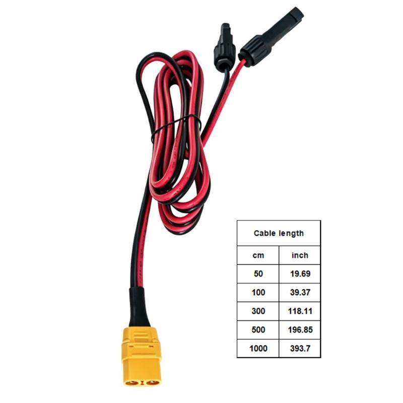 Waterproof XT90 Female To Charging Wire 12AWG Heavy Duty Wire For Outdoor Power Supply Accessories