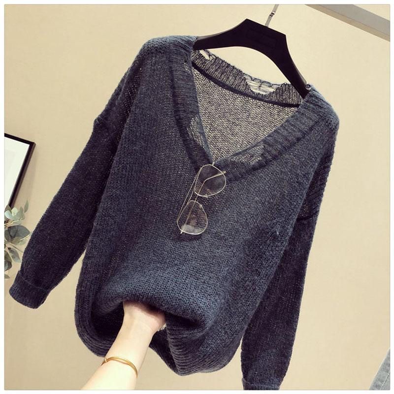 Tops Fashion Spring and Autumn Women's Long Sleeve Comfortable Loose Sweater Openwork Sweater