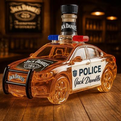 New Product Independent Station Popular Police Car Shape Wine Bottle Wine Set Glass Bottle