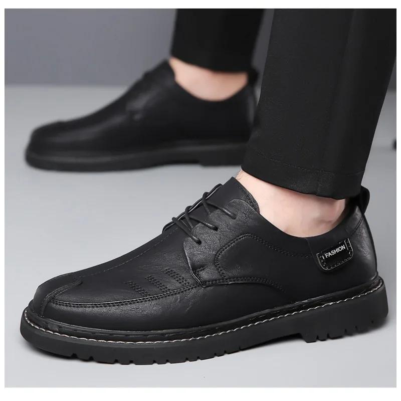 Fashion British Platform Leather Loafers for Men Designer Soft-soled Casual Business Men's Dress Shoes Fashion Light Male Driving Shoes