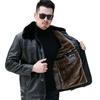 Men's Plus Velvet Leather Jacket with Thickened Fur Collar, Autumn/Winter Warmth, Ideal for Middle-Aged and Elderly Dads and Grandpas.