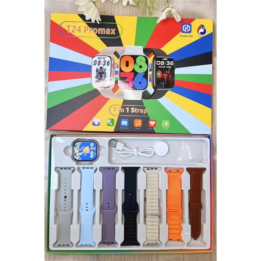 

7 in 1 Smart Watch T24 Pro Max Sports Watch for Men Women Bluetooth Call Blood Pressure Oxygen SmartWatch білий