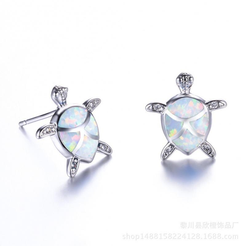 

Fashion Earrings White Foot Strap Drill Sea Life Turtle Stud Earrings