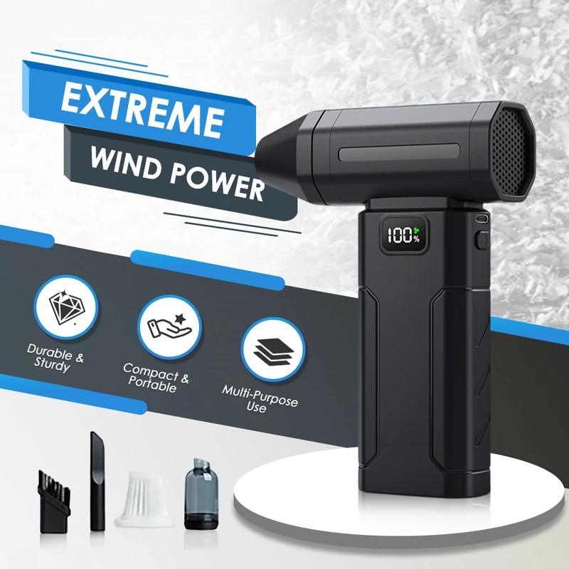 2026 New 100000 RPM Violent Fan 5Wind Speeds Adjustment Lighting USB Rechargeable Blower Mini Turbo Jet Blower Turbo Fan Can Be Power Ban