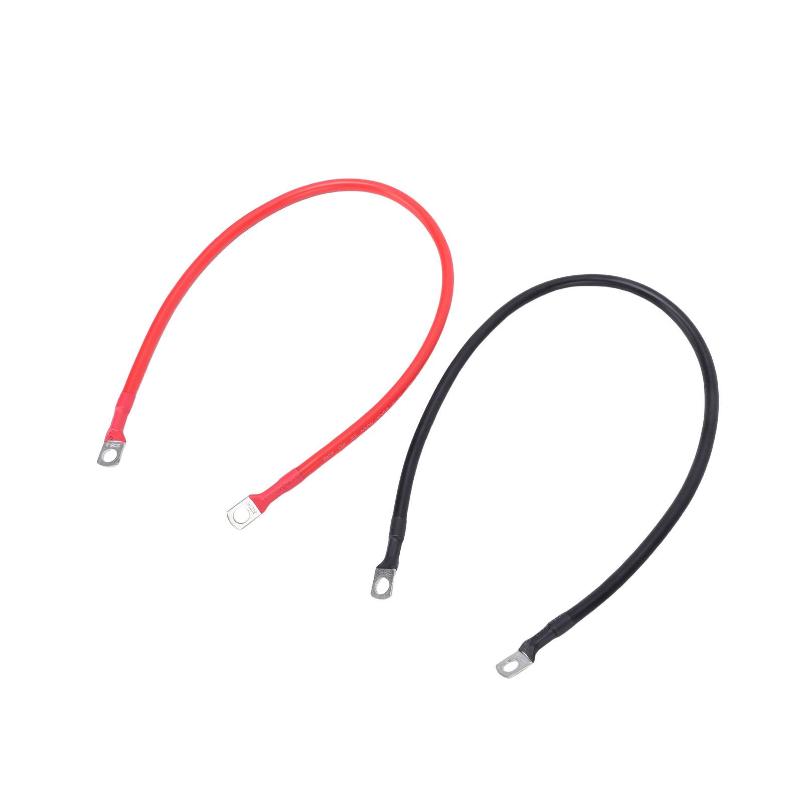 

2 шт. Аккумуляторные кабели 6 AWG, 24 дюйма Аккумуляторные кабели с лужеными медными клеммами 0,31 дюйма с обоих концов, Автомобильные аксессуары Кабели инвертора Подходят для автомобилей Морских судов