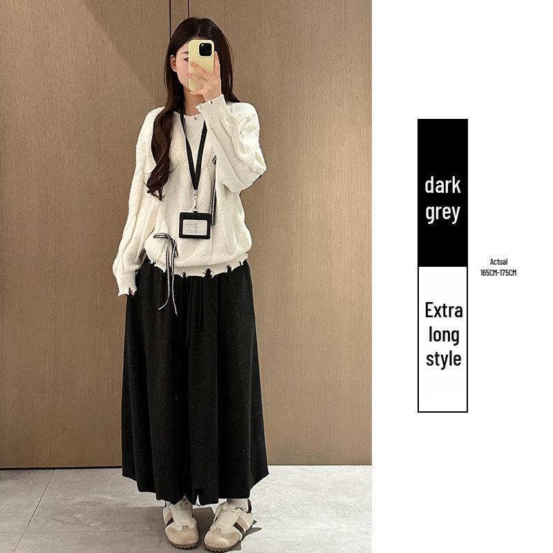 Khaki Sticky Rice Bud A-line Skirt: Women's High Waist Slimming Mid-length for Autumn 2025