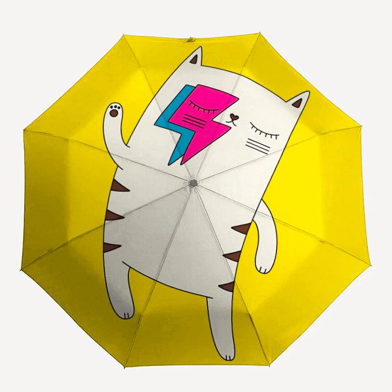 

1pc Cat Lightning Automatic Folding Umbrella with 8-Rib Windproof Design, Portable Foldable Sunshade Umbrella For Halloween 097