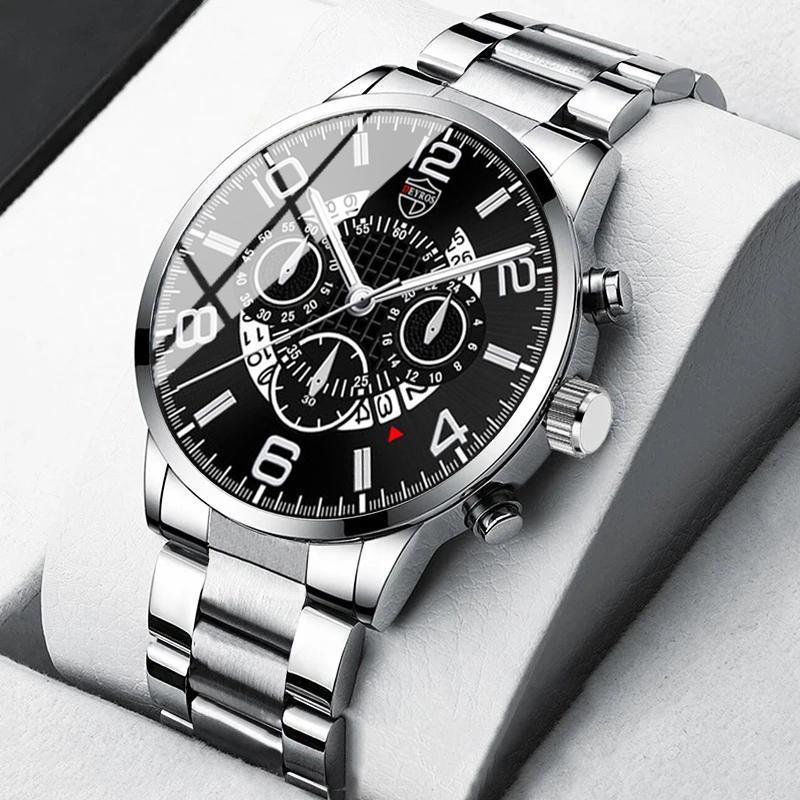 3 pezzi/set, 1 orologio da polso al quarzo con calendario da uomo alla moda e 1 braccialetto casual da uomo e 1 collana classica con croce, scelta ideale per regali per uomini