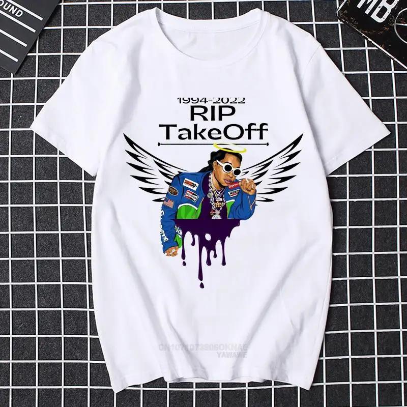 Футболка с надписью Rap Music Takeoff Rest In Peace Gone But Not Forgoten Мужская одежда Ретро Хип-хоп Готическая Женская Графические футболки Подарок 4XL