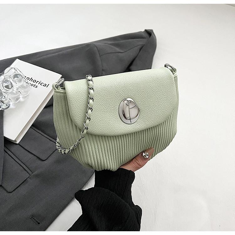 

Retro Pleated Shoulder Bag Women 2024 New Spring Summer Chain Single Shoulder Crossbody Bag Small Square Bag зелений