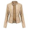 Womens Slim Fit PU Leather Jacket Stand Collar Biker Style Lightweight Coat