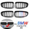 2Pcs Car Style Gloss Black Front Kidney Double Slat Grill Grille for BMW 5 Series F10 F11 F18 2010-2017 Dual Line Racing Grilles