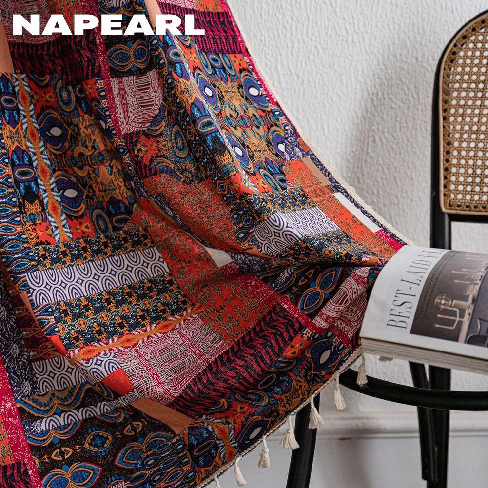 1PC NAPEARL Bohemian Style Patchwork Printed Country Style Semi Blackout Curtain for Small Windows Kitchen Bedroom Living RoomBalcony Home Decor