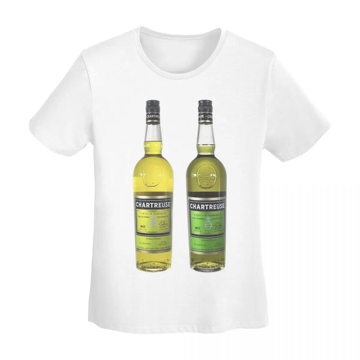 

Green Chartreuse Bottle Oil Painting Drink TShirt Women Short Sleeve T Shirts Crew Neck Clothing Cotton Summer Tees Streetwear S