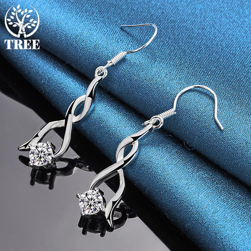 925 Sterling Silber AAA Zirkon Tropfenohrringe Schmuck