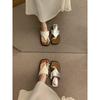 French Retro Metal Buckle Cover Toe Sandals Women's 2025 New Niche Thick-soled One-pedal Beach Shoes Summer Wear