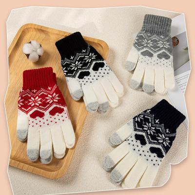 Winter Warmer Gestrickter Weihnachts-Handschuh Handy Touchscreen Handschuh Unisex Verdicken Warmer Radfahren Reiten Erwachsenenhandschuh Damen