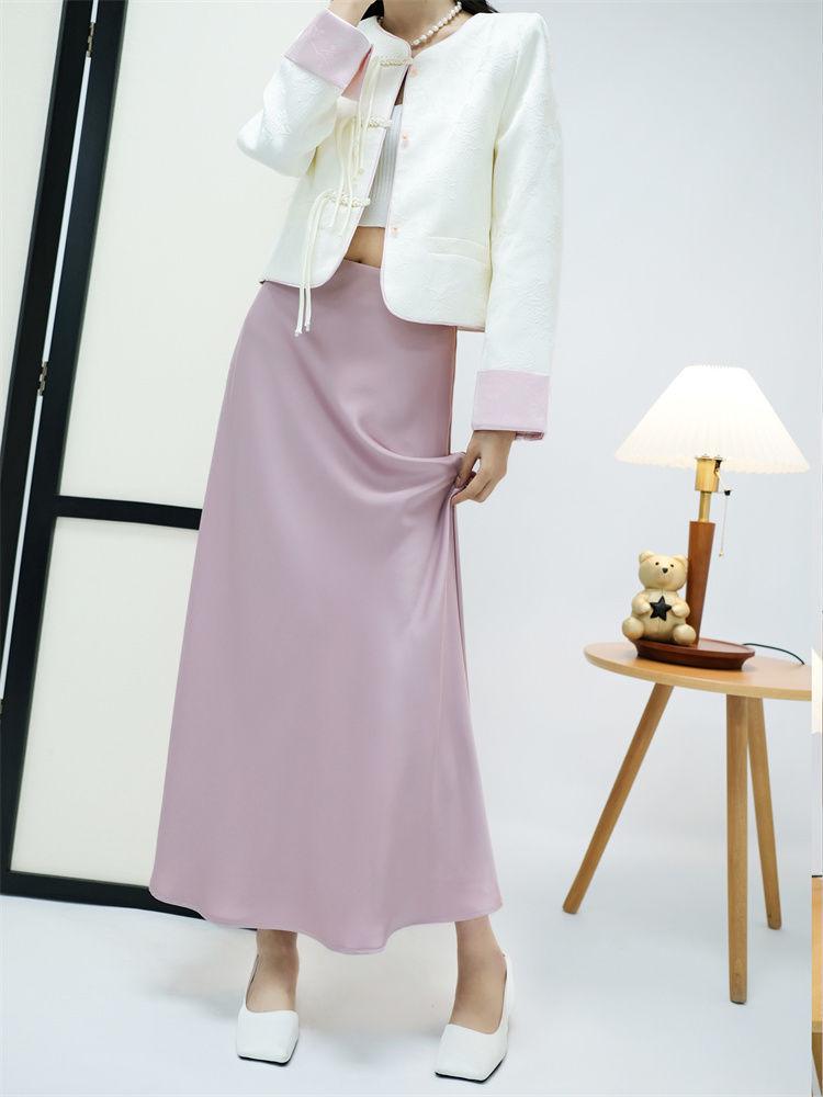 High-End Women's Satin Fishtail Skirt: 2025 Spring/Summer Elegant High-Waisted Hip-Hugging Design with Invisible Zipper