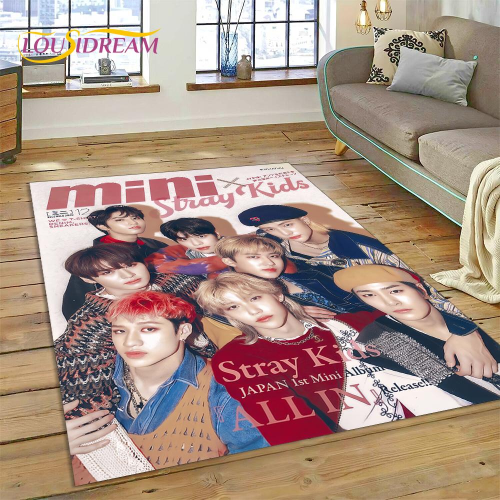 HD Korea Kpop Stray Kids 3D Singer Rug Carpet for Living Room Bedroom Home Decor,Floor Mat Non-slip Decoration for Sofa Doormat