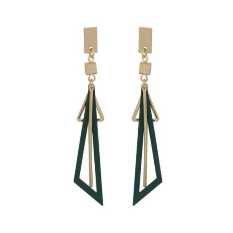Women Geometric Long Triangles Drop Ear Studs Earrings Jewelry Gift
