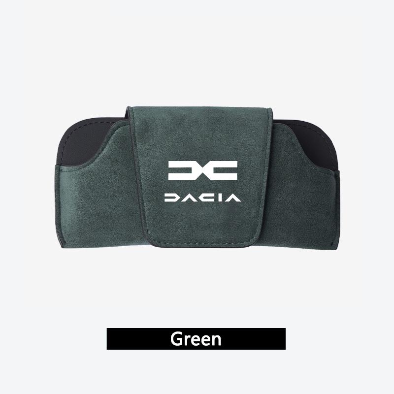 

Suede Leather Car Glasses Case Sun Visor Sunglasses Storage Box For Dacia Logan Sandero Duster Lodgy Spring Jogger MCV Accessory зелёный