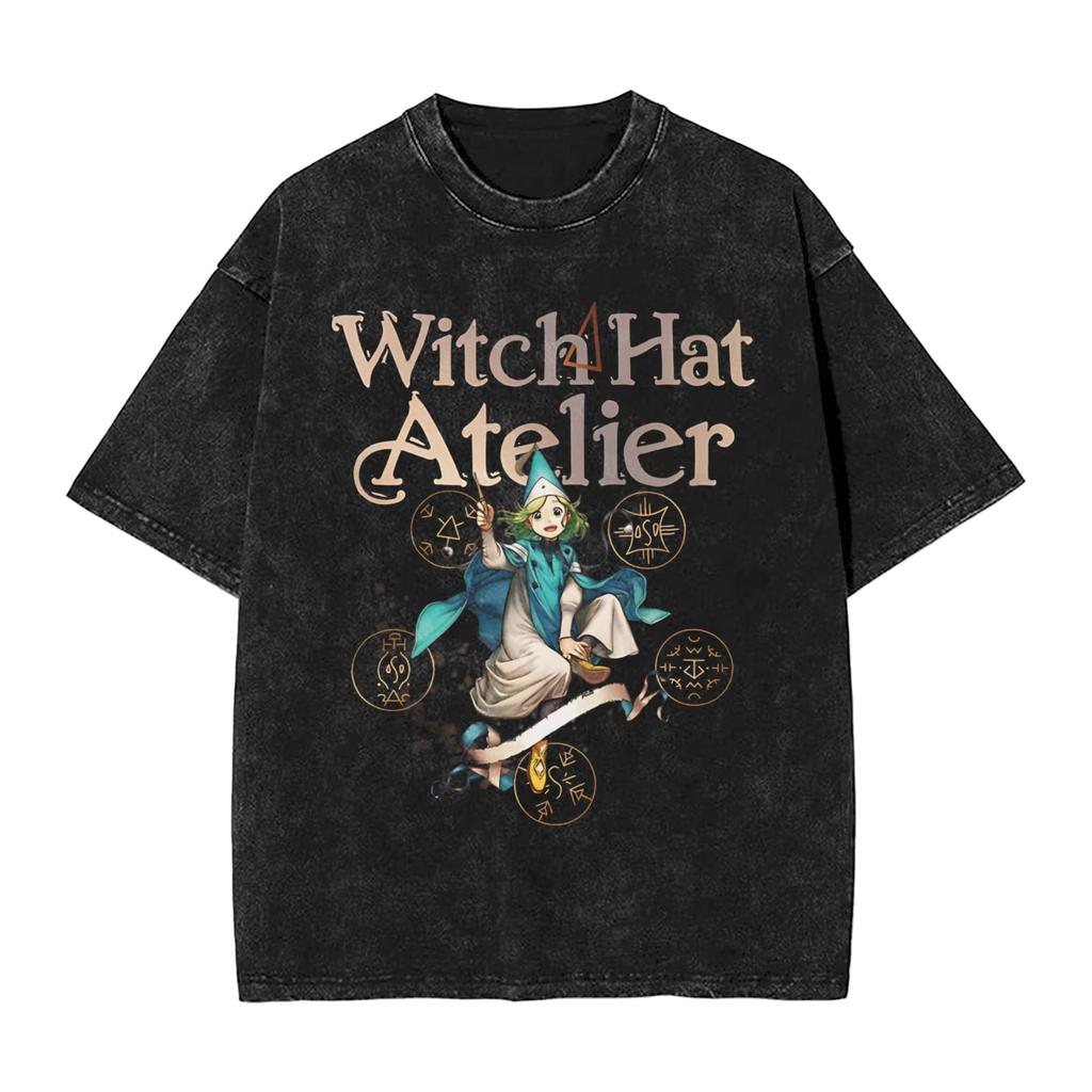 Summer Hot Sale Anime Witch Hat Atelier Qifrey Washed Graphic Tshirt Men Women Vintage Tshirt Gothic Cotton Oversized Tshirt