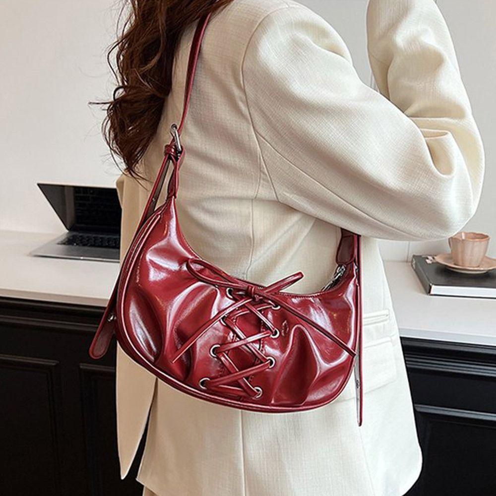 New PU Leather Women Shoulder Bag Pleated Casual Handbags Retro Large Capacity Crossbody Messenger Bag Daily Use