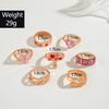 European and American New Pink Butterfly Diamond Ring Set Sweet Animal Love Cut-out Nine-piece Ring Set for Women