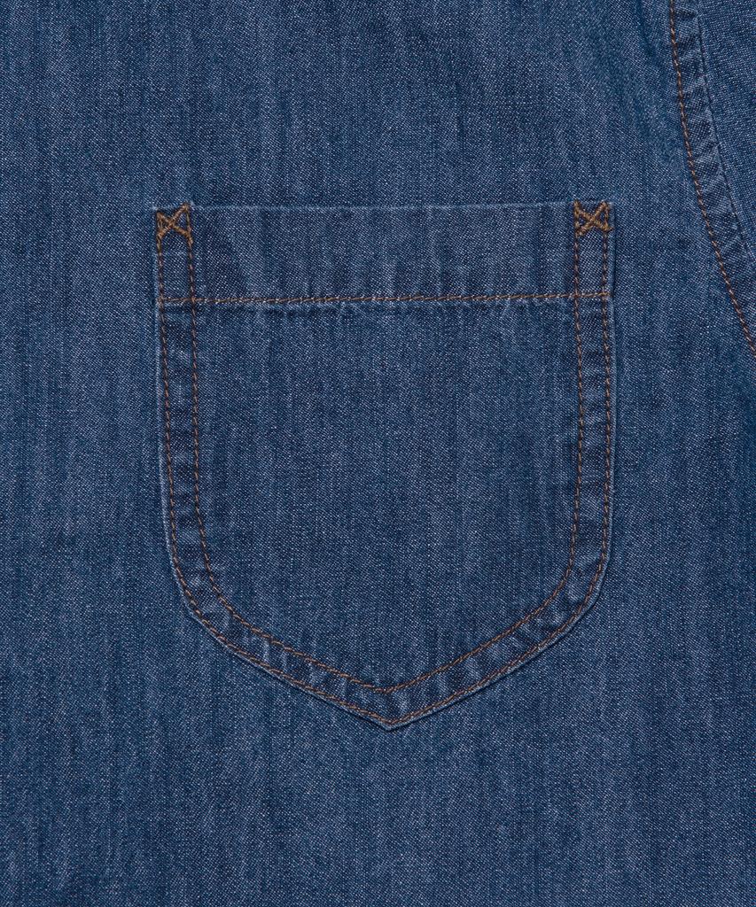 LEE Women'S Crop Denim Short Sleeve Shirt Indigo Medium