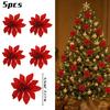 100/5x Simulated Christmas Flowers Glitter Artificial Poinsettia Merry Christmas Decorations Wedding Party Gift Decor Flowers