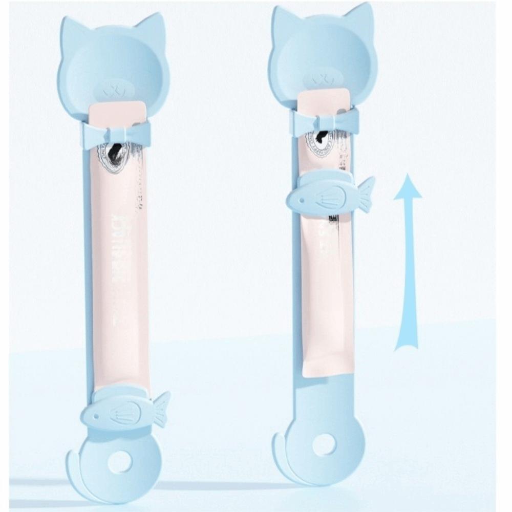 Long Handle Cat Strip Feeder Spoon Durable Cartoon Cat Bar Squeeze Feeder Bite Resistant Cat Treat Dispenser Interactive