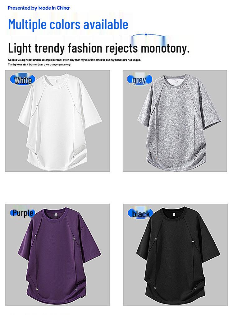 Trendy Men's Round Neck Plus Size T-Shirt & Shorts Set - Casual, Loose, Breathable Two-Piece.