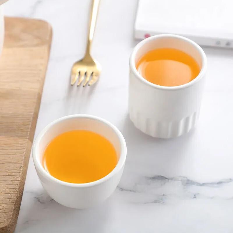 GOWKE Half-Textured White Ceramic Cup