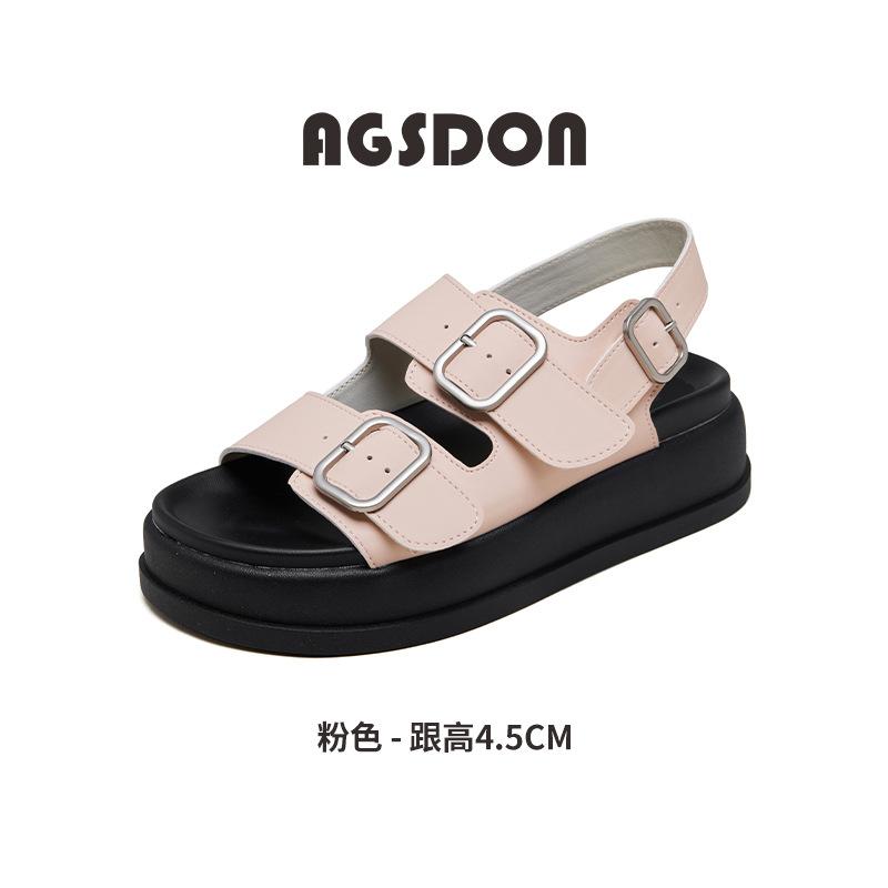 Augustine platform sports sandals women's 2025 new summer wear French white flat-bottomed casual cool slippers