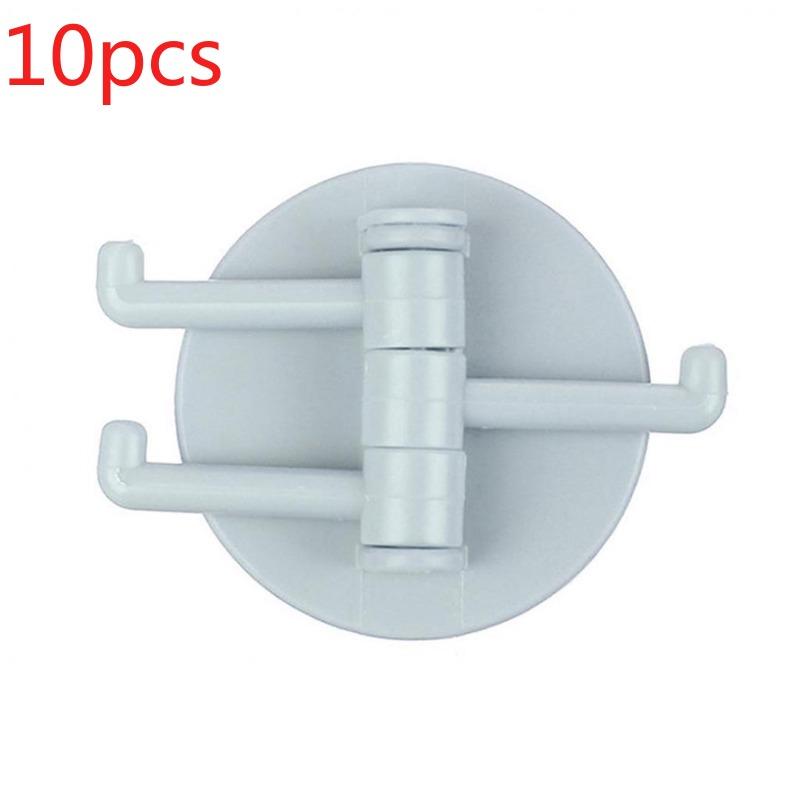 Universal Plastic Towel Hook 3-Split Rotating Holder Bathroom Door Back Hanger