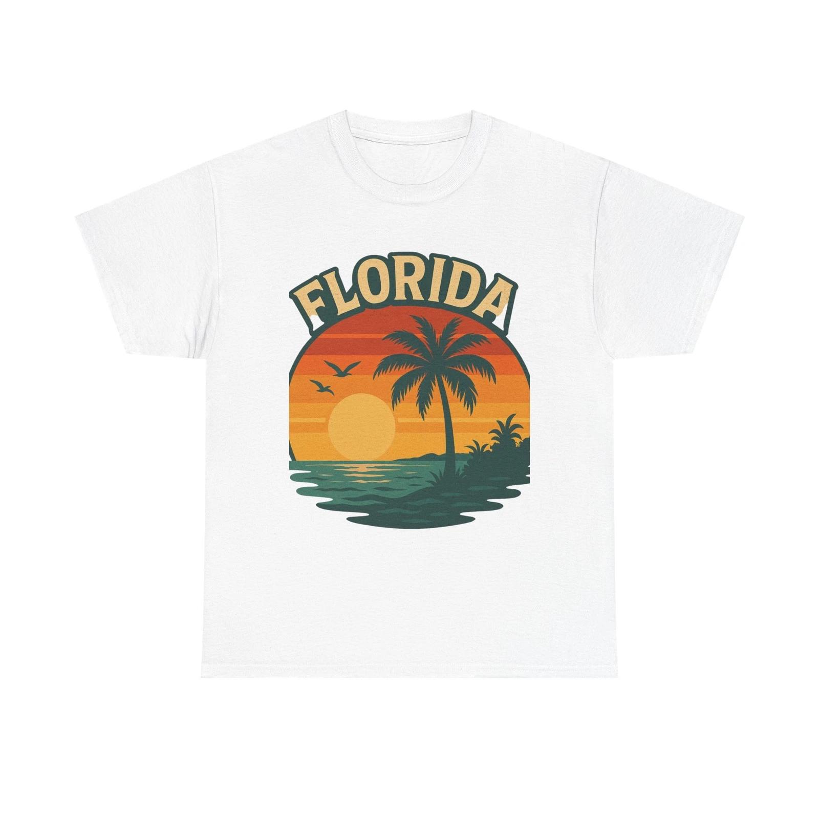 Florida State Ocean Sunset Heavy Cotton Tee, Summer Apparel, Vaca Florida Gift 4XL
