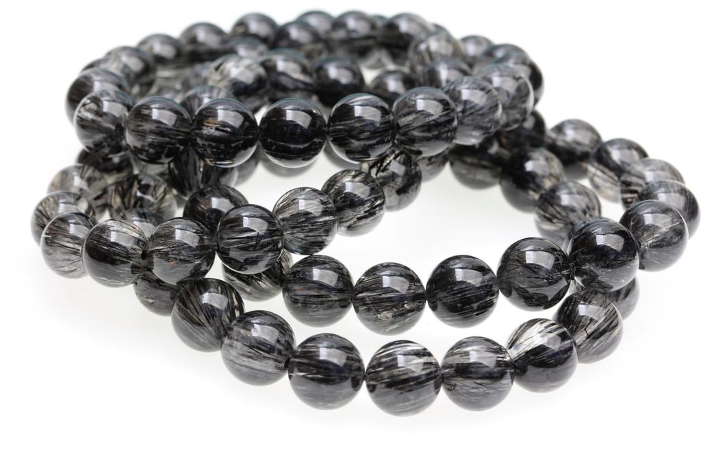 Black Rutilated Quartz Power Protection from Good Brazilian Natural Prayer Beads Black Rutilated Quartz [K.KOUOKU] Bracelet, Stone, Evil, Luck, Stone,