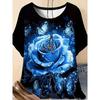 Summer Fashionable Colorful Casual Round Neck Short Sleeved T-shirt Comfortable Breathable Vintage Flower 3d Printed Versatile Loose Women's T-shirt