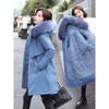 Parker Clothing Winter Women's Padded Jacket Mid-length Big Fur Collar Plus Velvet Padded Jacket Padded Jacket Thick Jacket