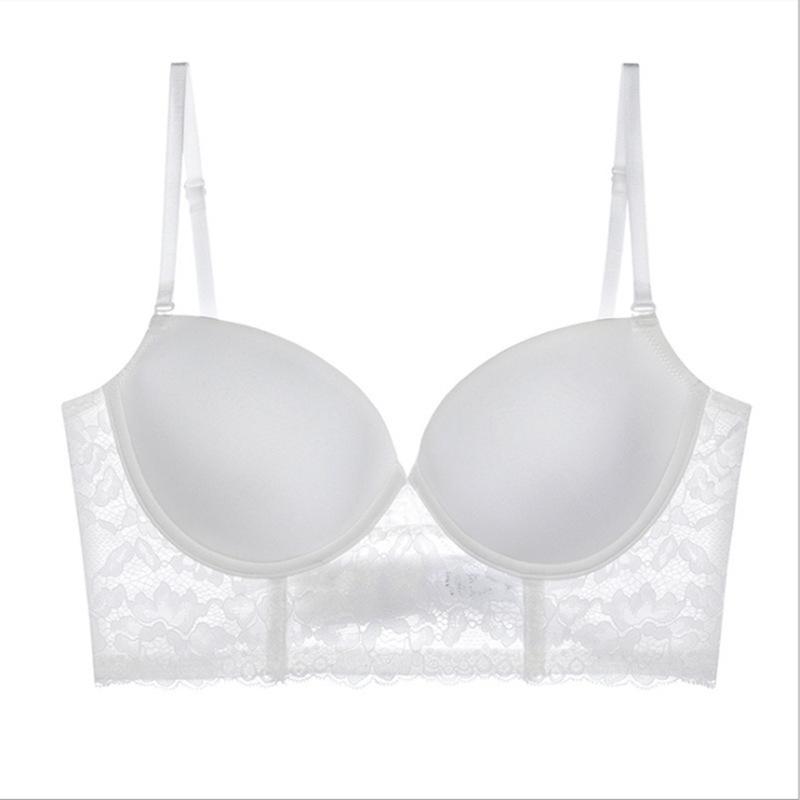U-förmiger großer Spitzen-Bandeau-BH für Damen, glatte Oberfläche, kleine Brust, Push-up, schöner Rücken, BH-Abdeckung mit weichem Stahlbügel, unsichtbar