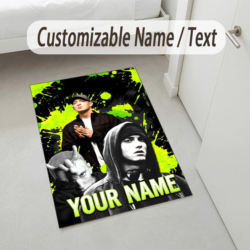 Personalized Crystal Velvet Carpet,Eminem Custom Printed Name, Plush Area Rug For Home Indoor Decor