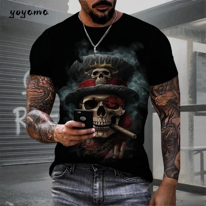 Men's casual 3D printed personalized cartoon animal quick drying top summer men's fashionable breathable round neck T-shirt