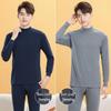 Men's Pure Cotton Thermal Underwear Set: High Neck Top & Bottoms for Cold Protection and Quick Warmth