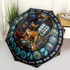 Royal French Bulldog Majesty pattern umbrella, portable and foldable design, 8 ribs, a casual accessory for Halloween, Christmas, and birthday gifts.