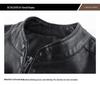 Men's Slim Fit Stand Collar Motorcycle Leather Jacket for Spring and Autumn
