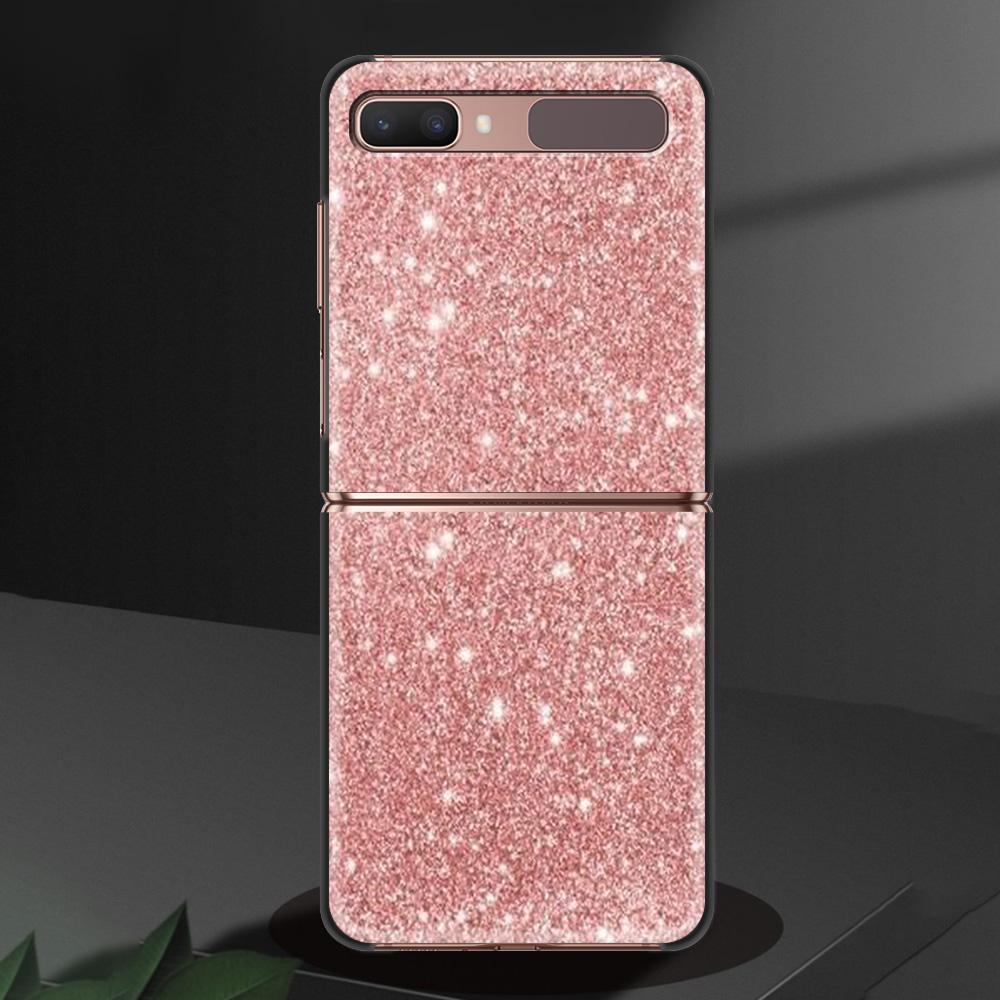 Gold Pink Rose Glitter Hearts Luxury Black Hard Case For Samsung Z Flip Z Flip3 Phone Case For Galaxy Z Flip 5G Foldable Cover