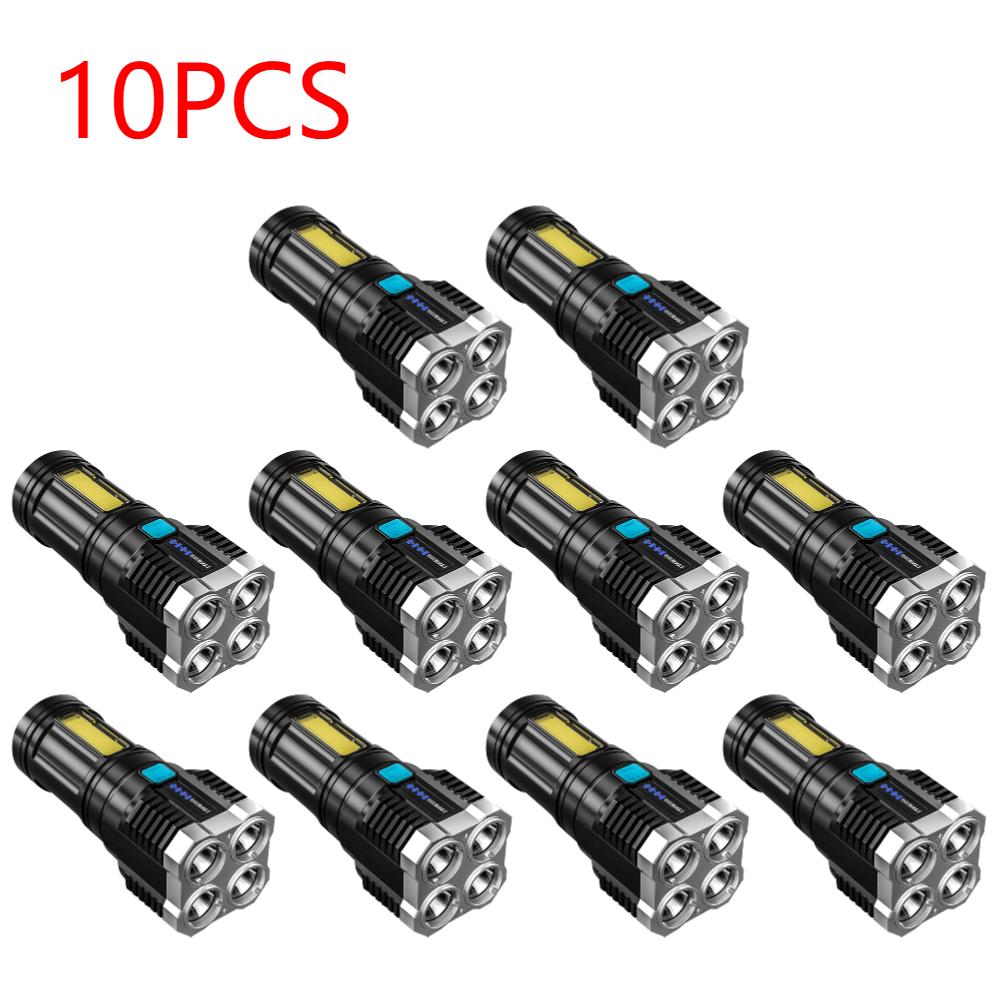 High Power LED Flashlights Camping Torch With 4 Lamp Beads And COB Side Light Rechargeable Portable Hand Lantern 4 Lighting Mode
