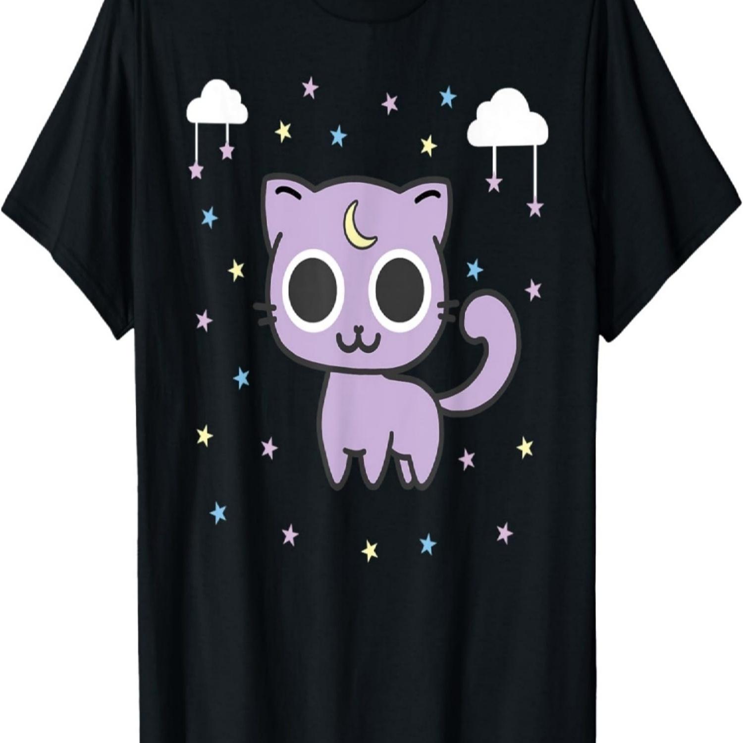 Patel Goth Kitty Cat Goth Pastel Anime Cat Wiccan Cat T-Shirt S чёрный